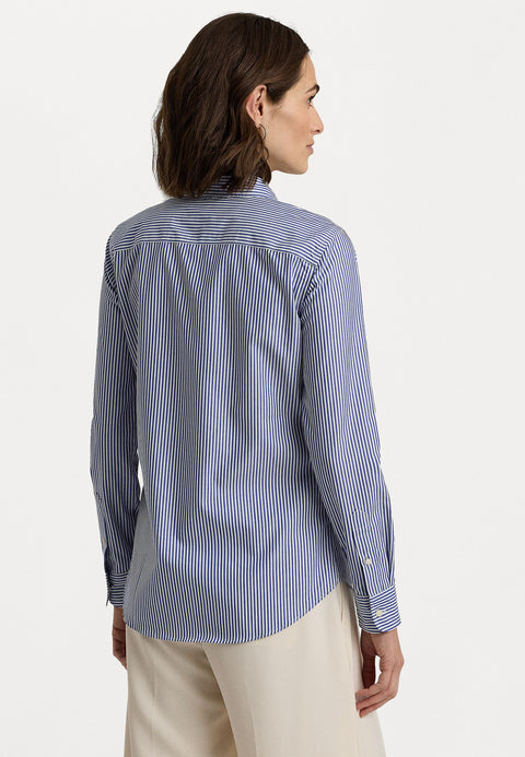 Lauren Ralph Lauren Women's Blue & White Striped East Care Cotton Shirt | Lauren Ralph Lauren In Lebanon