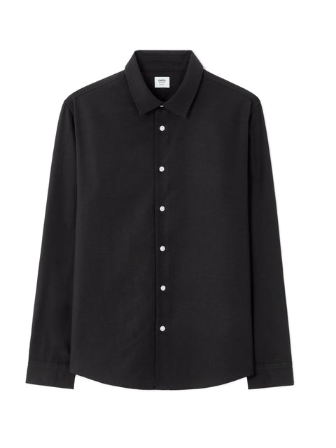 Celio Men's Black Solid Regular Fit Cotton-Blend Shirt | Celio In Lebanon