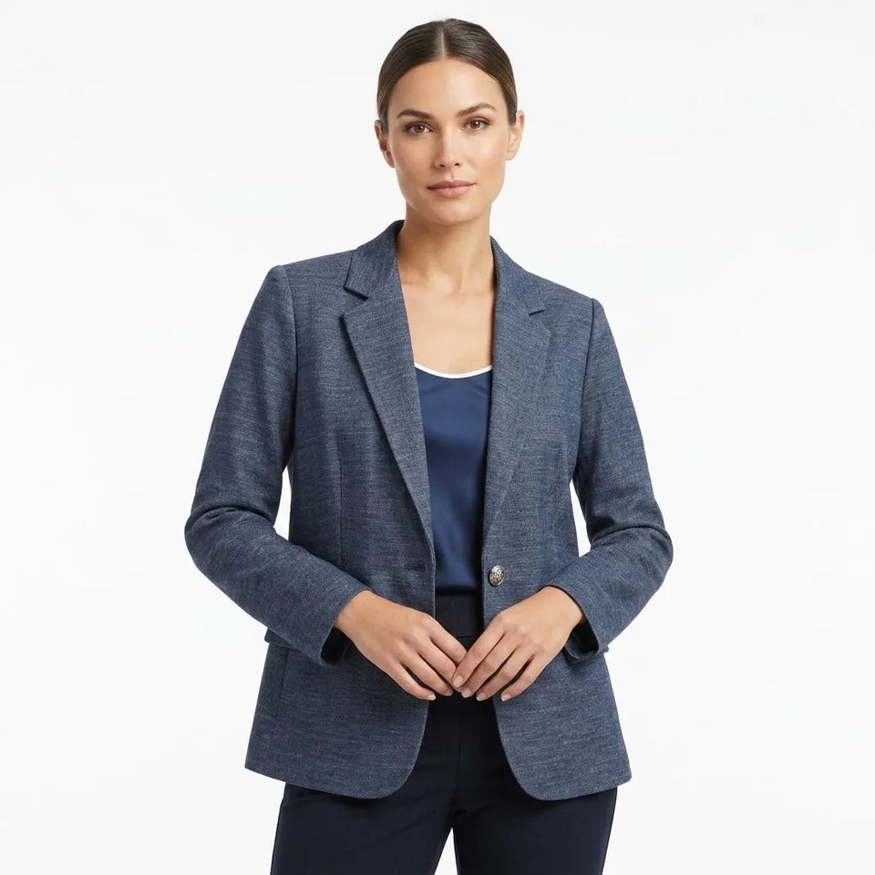 Anne Kelin Women's Navy Notch Lapels Blazer