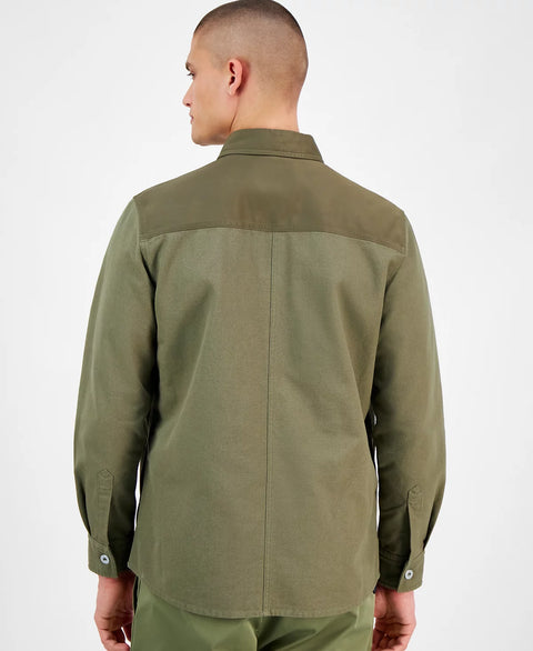 HUGO by Hugo Boss Men's Green Ebrido Relaxed Fit Long Sleeve Button-Front Overshirt | HUGO by Hugo Boss In Lebanon