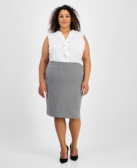 Kasper Women's Black & White Plus Size Back-Slit Pencil Skirt | Kasper In Lebanon