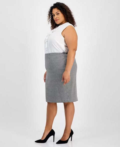 Kasper Women's Black & White Plus Size Back-Slit Pencil Skirt | Kasper In Lebanon