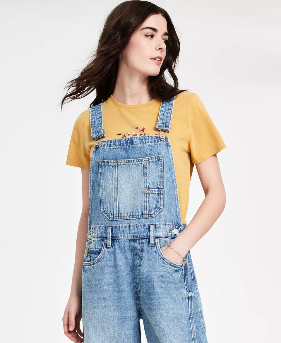 Lucky Brand Women's Blue Cotton Denim Barrel-Leg Overalls Jeans| Lucky Brand In Lebanon
