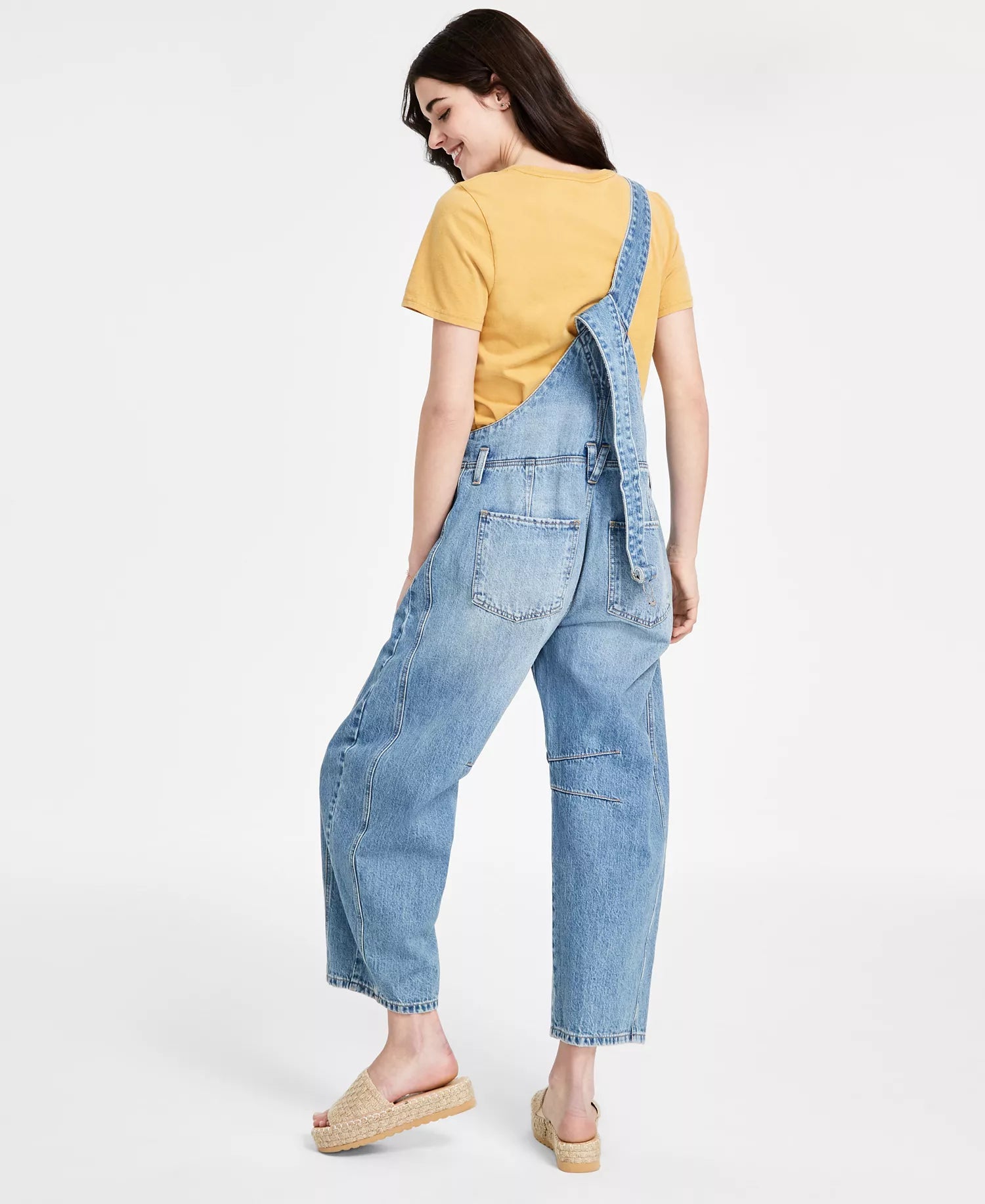Lucky Brand Women's Blue Cotton Denim Barrel-Leg Overalls Jeans| Lucky Brand In Lebanon