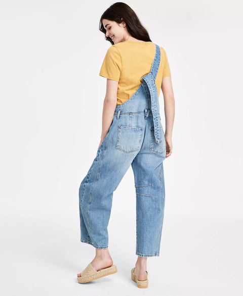 Lucky Brand Women's Blue Cotton Denim Barrel-Leg Overalls Jeans| Lucky Brand In Lebanon