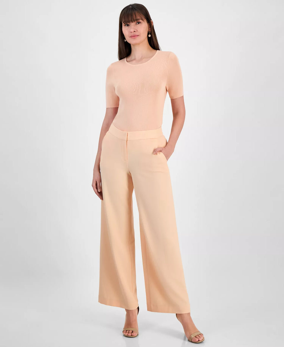 Tahari Asl Women's Peach Mid-Rise Wide-Leg Trouser | Tahari In Lebanon