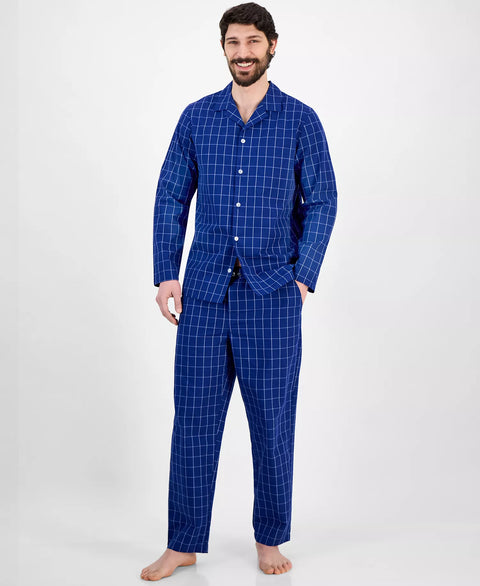 Club Room Men's Navy Windowpane Plaid Pajama Set | Club Room In Lebanon