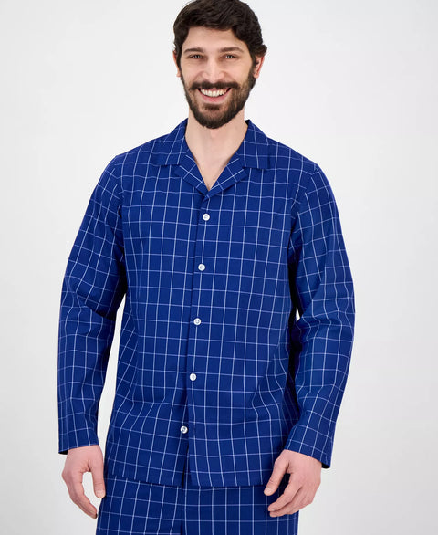 Club Room Men's Navy Windowpane Plaid Pajama Set | Club Room In Lebanon