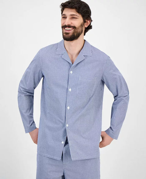 Club Room Men's Navy & White Checked Gingham Pajama Top |Club Room In Lebanon