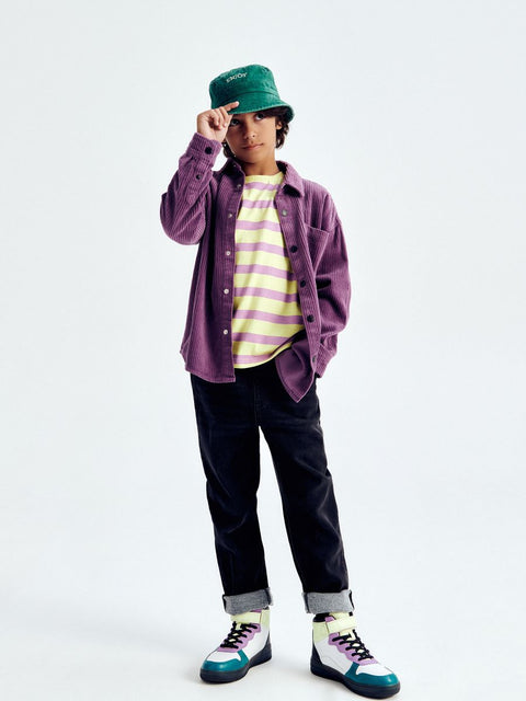Reserved Boy's Yellow & Purple Stripped Long Sleeve Blouse |Reserved In Lebanon