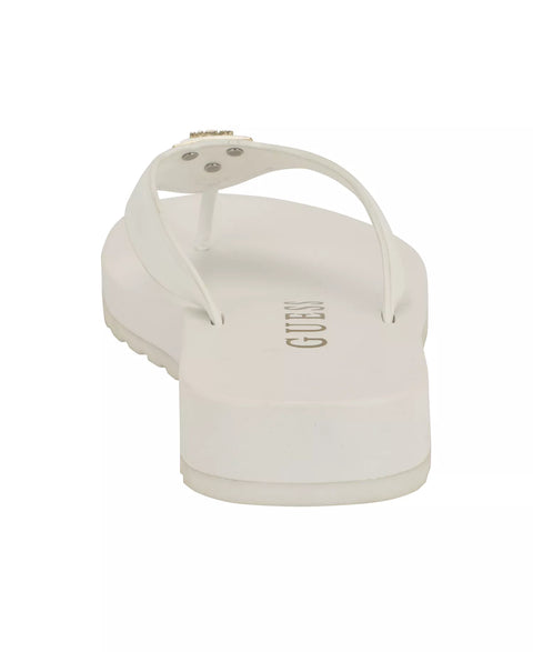 Guess Women's White Candry Triangle Logo Eva Thong Flip Flops Slipper | Guess In Lebanon