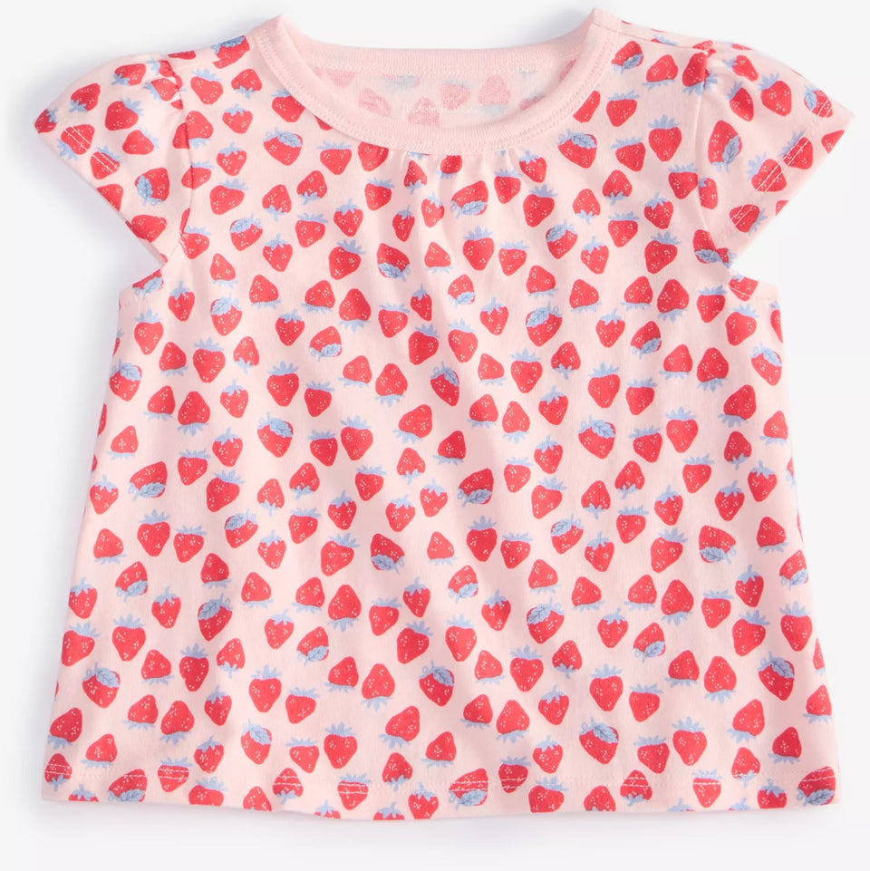 First Impressions Baby Girl's Pink Mix and Match Strawberry-Print T-Shirt