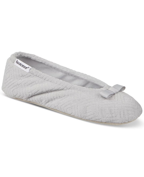 Isotoner Signature Women's Light Grey Heather Gemma Microterry Ballerina Slippers | Isotoner Signature In Lebanon