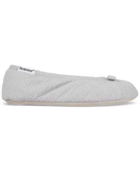 Isotoner Signature Women's Light Grey Heather Gemma Microterry Ballerina Slippers | Isotoner Signature In Lebanon