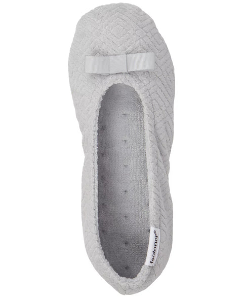 Isotoner Signature Women's Light Grey Heather Gemma Microterry Ballerina Slippers | Isotoner Signature In Lebanon