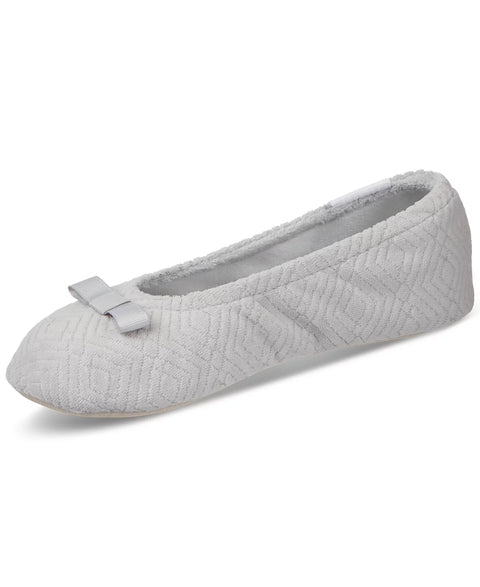 Isotoner Signature Women's Light Grey Heather Gemma Microterry Ballerina Slippers | Isotoner Signature In Lebanon