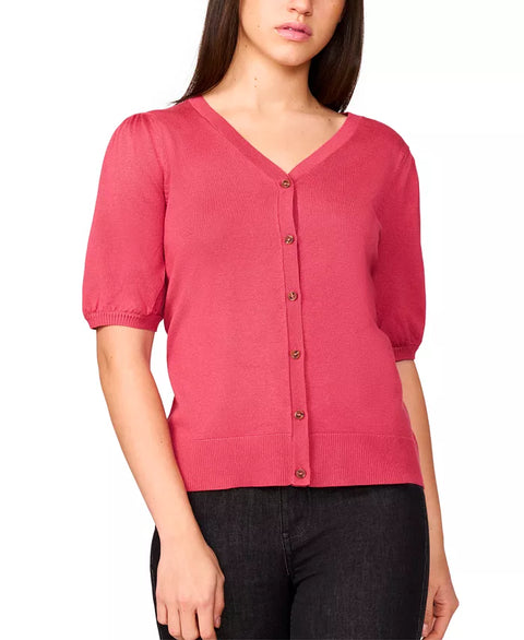 Melissa Paige Women's Brick Puff-Sleeve V-Neck Blouse | Melissa Paige In Lebanon