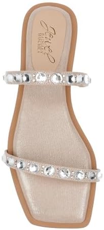 Jewel Badgley Mischka Women's Silver Honesty Flat Gemstone-Studded Straps Slipper | Jewel Badgley Mischka in Lebanon