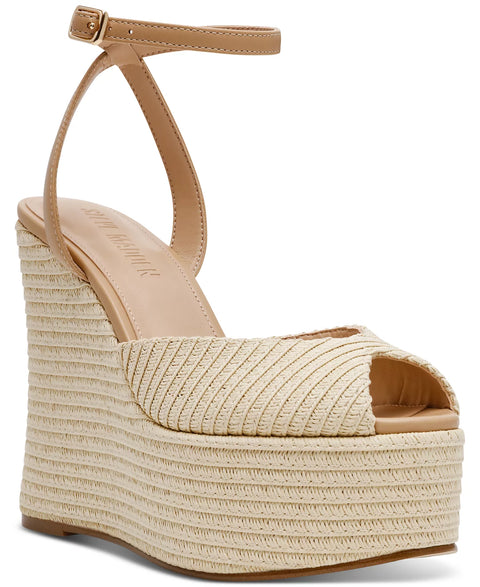Steve Madden Women's Wanona Nat Raffia Wedge Sandals | Steve Madden In Lebanon
