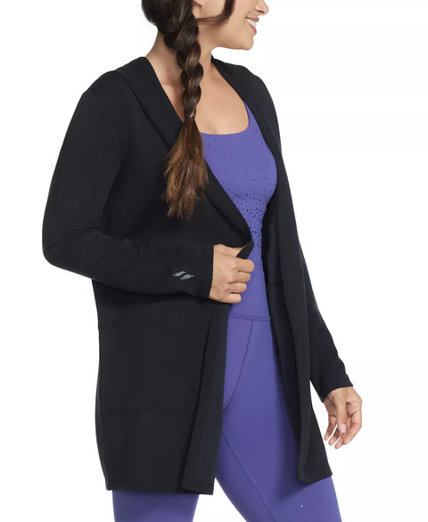 Skechers Women's Black Skechluxe Elevate Restful Hooded Jacket|Skechers In Lebanon
