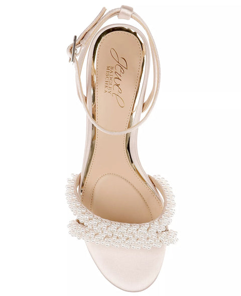 Jewel Badgley Mischka Women's Nude Ninnette Block Heeled Sandals | Jewel Badgley Mischka In Lebanon