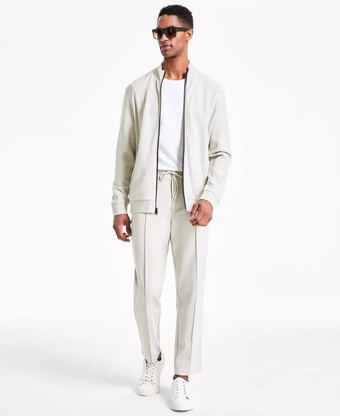Alfani Men's Greige Alfatech Regular-Fit Compact Textured Ponte-Knit Sweatpants | Alfani In Lebanon