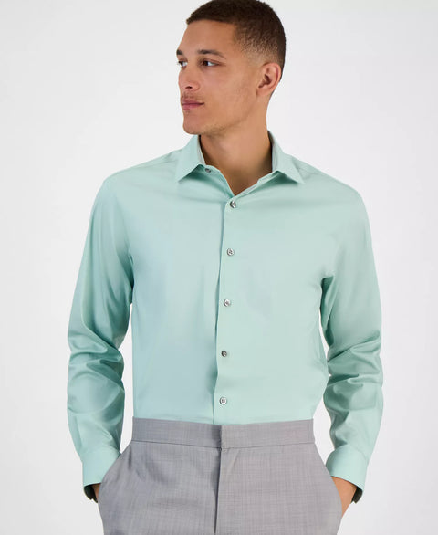 Alfani Men's Mint Green Slim-Fit Temperature Regulating Dress Shirt | Alfani In Lebanon