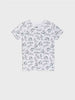 White t-shirt with shark pattern on a white background