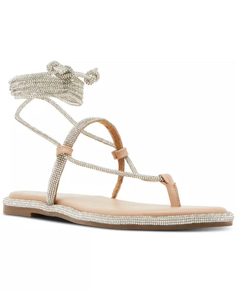 Madden Girl Women's Silver Glam Rhinestone Lace-Up Flat Sandals | Madden Girl In Lebanon