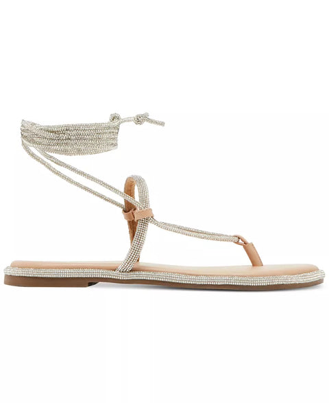 Madden Girl Women's Silver Glam Rhinestone Lace-Up Flat Sandals | Madden Girl In Lebanon