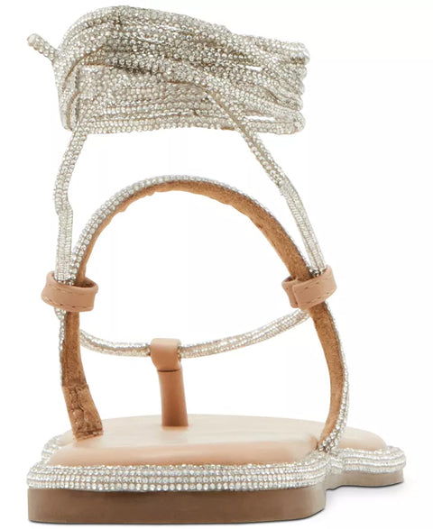 Madden Girl Women's Silver Glam Rhinestone Lace-Up Flat Sandals | Madden Girl In Lebanon