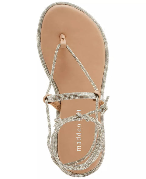Madden Girl Women's Silver Glam Rhinestone Lace-Up Flat Sandals | Madden Girl In Lebanon