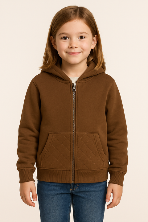 POMPdeLUX Girl's Brown Zippered Jacket  |POMPdeLUX in Lebanon