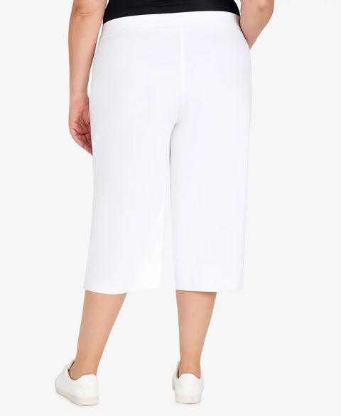 Alfred Dunner Women's White Plus Size Classic Neutrals Flat Front Split Hem Allure Clamdigger Pants | Alfred Dunner In Lebanon