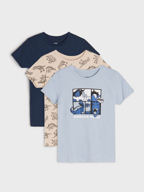 Sinsay Boy's Beige/Navy/Light Blue Round Neck T-Shirts 3-Pack | Sinsay In Lebanon
