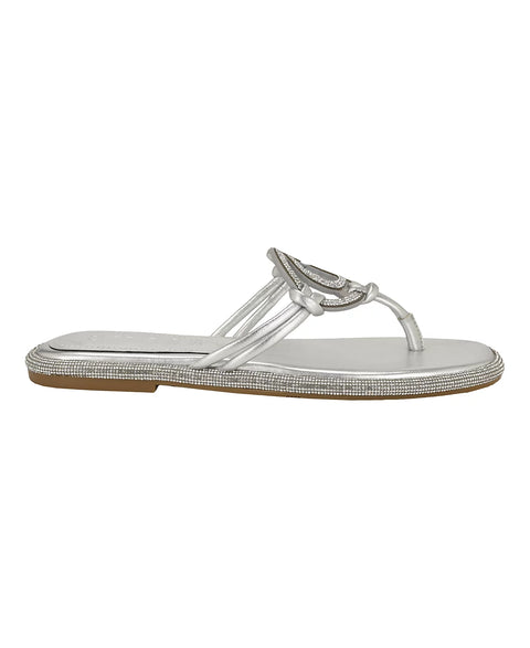 Guess Women's Silver Saima G Cutout Rhinestone Flat Sandals | Guess In Lebanon