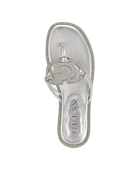 Guess Women's Silver Saima G Cutout Rhinestone Flat Sandals | Guess In Lebanon