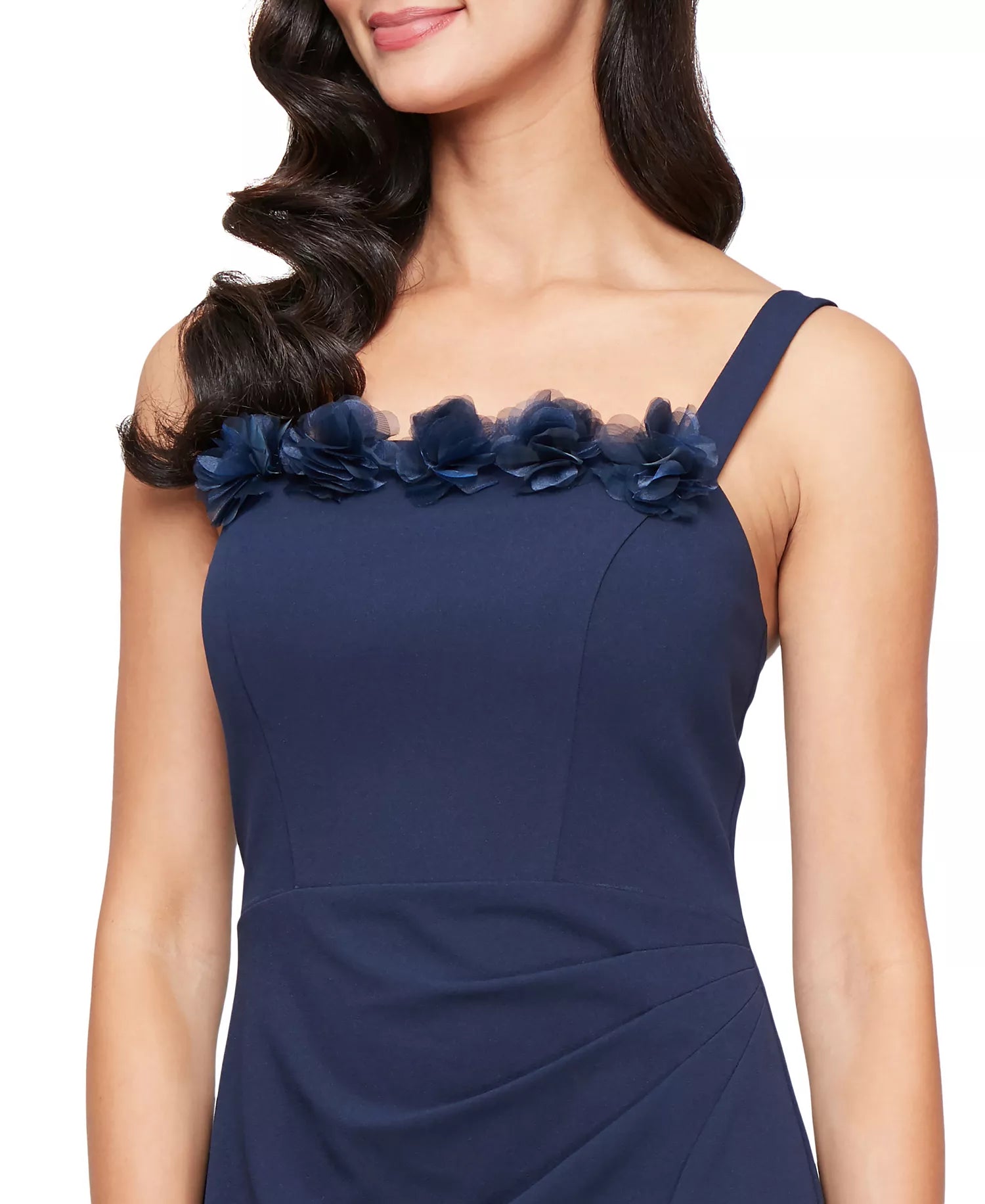 Alex Evenings Women's Navy Petite Flower-Trim Gown & Jacket Set Dress | Alex Evenings In Lebanon