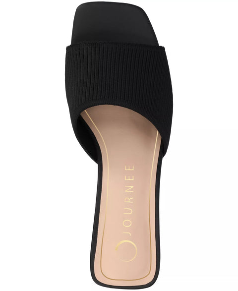 Journee Collection Women's Black Shilin Slip On Knit Heeled Sandals | Journee Collection  in Lebanon