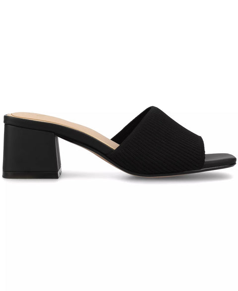 Journee Collection Women's Black Shilin Slip On Knit Heeled Sandals | Journee Collection  in Lebanon