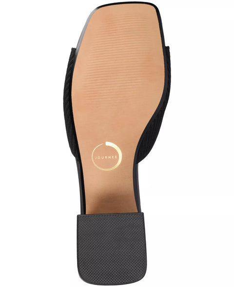 Journee Collection Women's Black Shilin Slip On Knit Heeled Sandals | Journee Collection  in Lebanon