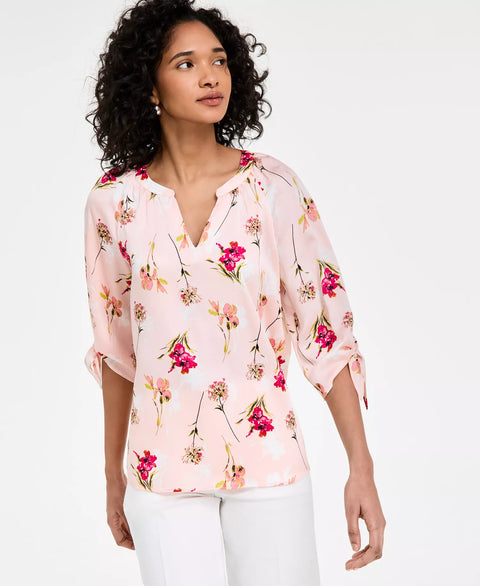 Jones New York Women's Baby Pink Floral 3/4 Sleeve Blouse | Jones New York In Lebanon