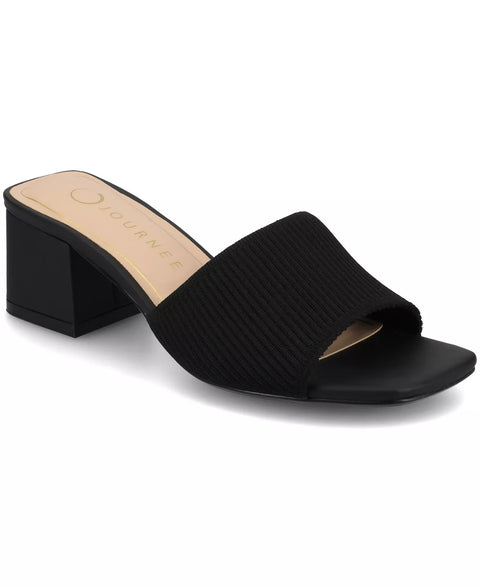 Journee Collection Women's Black Shilin Slip On Knit Heeled Sandals | Journee Collection  in Lebanon