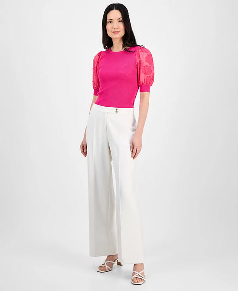 T Tahari Women's White High-Rise Wide-Leg Pants | T Tahari In Lebanon