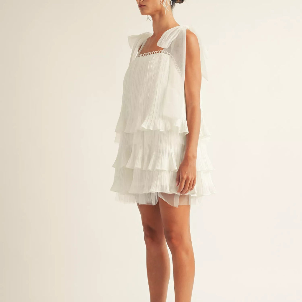 Arose Studio Women's White Megan Tiered Mini Dress