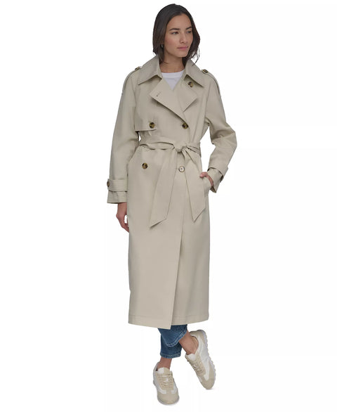 DKNY Jeans Women's Beige Cotton Double-Breasted Trench Coat | DKNY Jeans In Lebanon