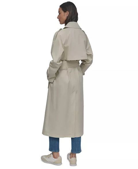 DKNY Jeans Women's Beige Cotton Double-Breasted Trench Coat | DKNY Jeans In Lebanon
