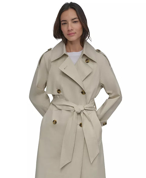 DKNY Jeans Women's Beige Cotton Double-Breasted Trench Coat | DKNY Jeans In Lebanon