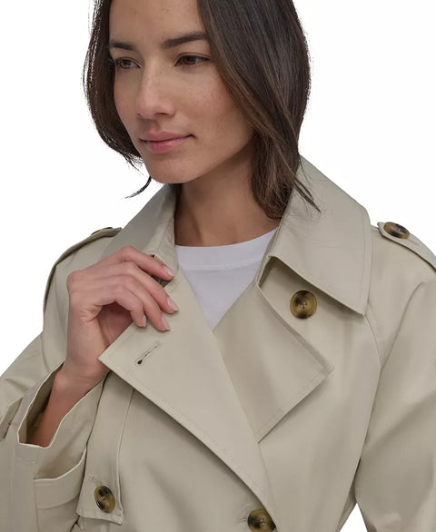 DKNY Jeans Women's Beige Cotton Double-Breasted Trench Coat | DKNY Jeans In Lebanon