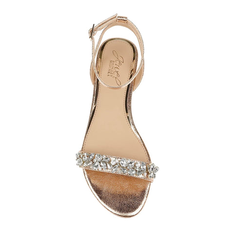 Jewel Badgley Mischka Women's Gold Ohara Embellished Evening Flat Sandals | Jewel Badgley Mischka In Lebanon